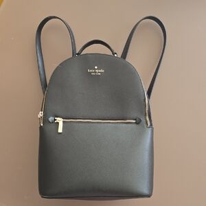 Kate Spade Black Leather Backpack with Gold Hardware
